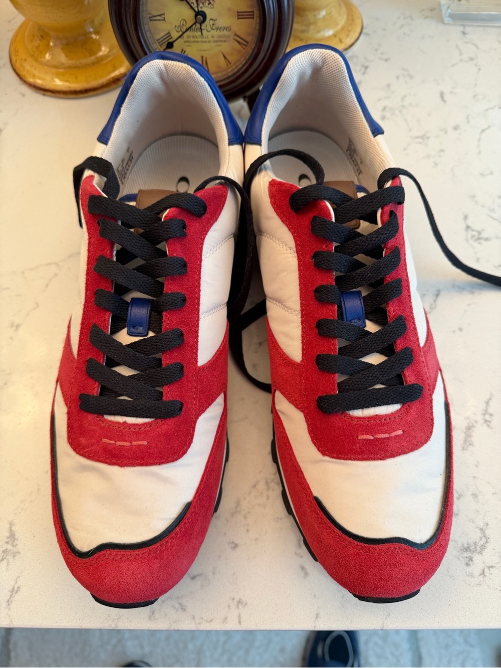 Men's Red, White & Blue Casual Sneakers with Black Laces